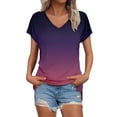 thumbnail image 2 of Purple Women's Short Sleeve T-shirt, Womens Summer Daily Casual V Neck Shirts Short Sleeve Tops Blouses Loose Fit Shirt,Women's Short sleeve T-shirt M, 2 of 5