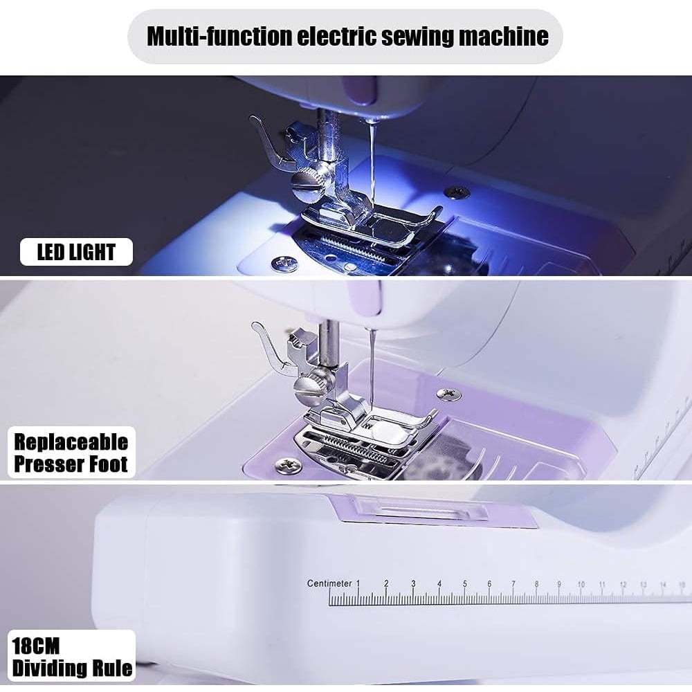 Portable Mini Electric Sewing Machine – 12 Built-in Stitches, 2-Speed Control, Foot Pedal Operation, Built-in Light, Storage Drawer & Complete Sewing Kit – Perfect for Beginners & Home Use
