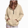 thumbnail image 3 of Godom Quarter Zip Womens Hoodies Drawstring Hooded Sweatshirts for Woman with Pocket Fashion Sweatshirt, 3 of 6