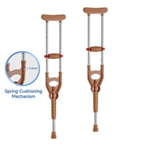 Loyoda Underarm Crutches, Shock-Absorbing Walking Stick, Adjustable Height 39.3" to 61", Lightweight Aluminium Crutches for Adults Youth, Brown, 1 Pair