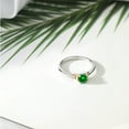 thumbnail image 4 of Gem Stone King 925 Sterling Silver and 10K Yellow Gold Green Created Emerald Solitaire Engagement Ring for Women (0.84 Cttw, Round 5MM, Gemstone May Birthstone, Size 5), 4 of 4