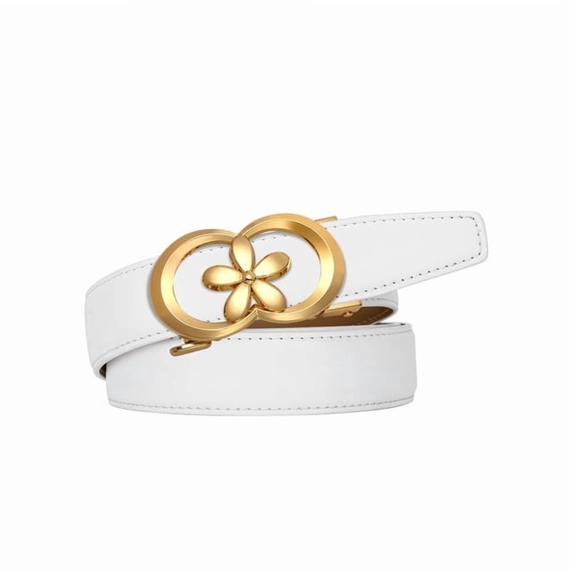 Catelles Cowhide Automatic Alloy Buckle Women's White Width 2.8CM &Belt Stylish Versatile for Daily Wear,Gift Box&Length 95cm