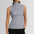 thumbnail image 2 of Razzly Women's Slim Fit Turtleneck Knitted Vest Solid Color Sleeveless Sweater Tank Top(Grey,One Size), 2 of 4