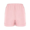 thumbnail image 5 of 2025 New Womens Shorts Casual Casual Solid Shorts Elastic Waisted Tie Front with Pocket Breathable Plus Size Shorts for Women Pink, 5 of 6