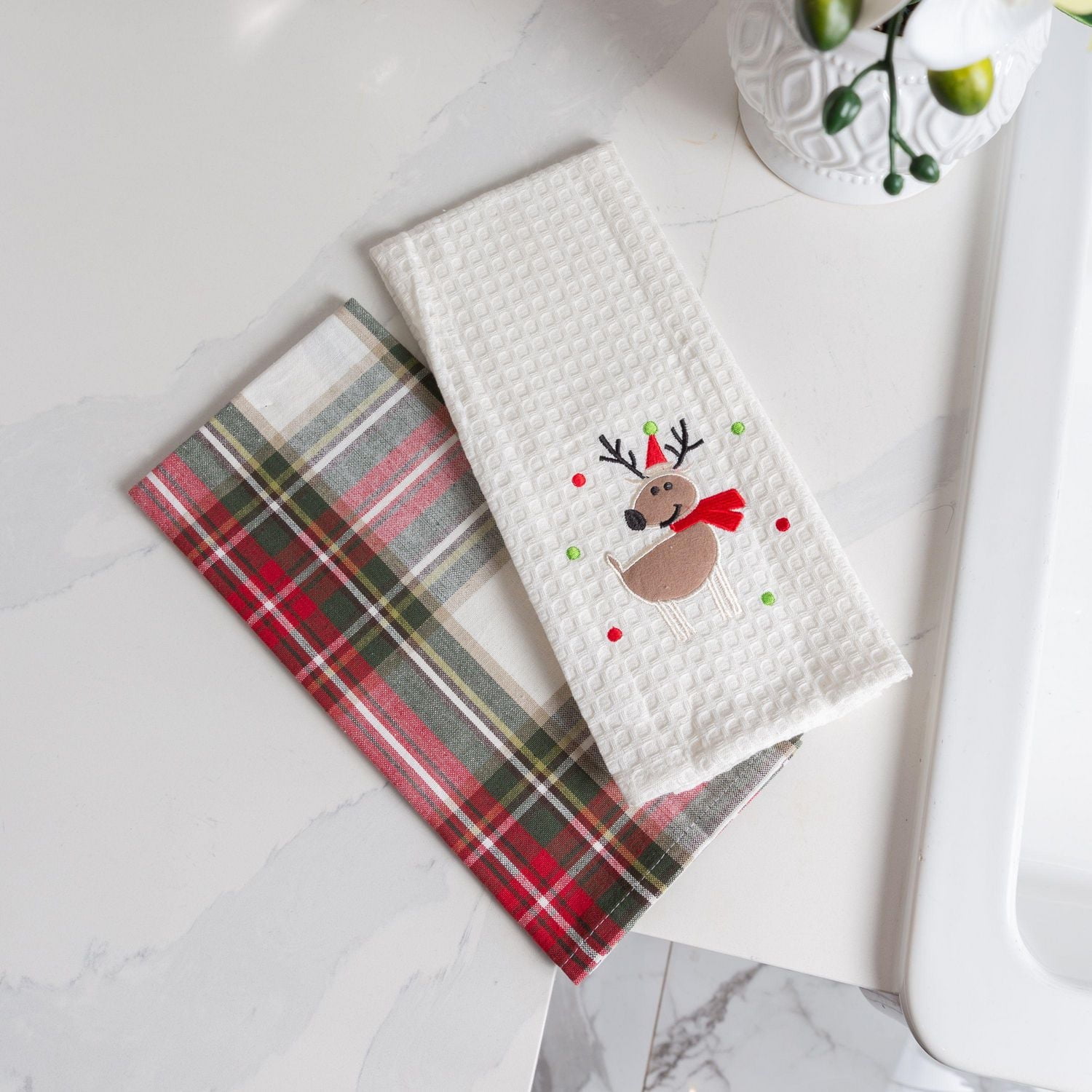Serviette de cuisine 100% coton à carreaux Celebration
