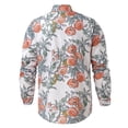 thumbnail image 4 of Yoodem Mens Shirts Men's T-shirts Men's Causal Long Sleeve Flower Printed Shirt Fit Slim Blouse Top Shirts for Men White 3XL, 4 of 7