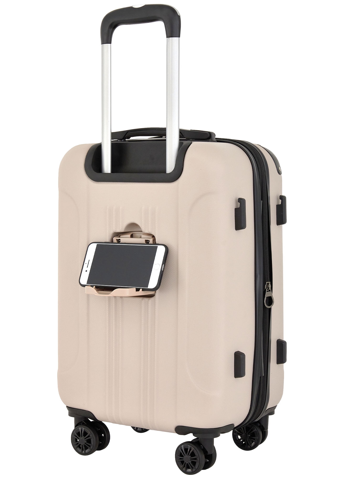 Travelers Club 3-Piece ABS Spinner Expandable Luggage Set w/ Cup Holder and USB Port -Mushroom Beige