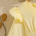 thumbnail image 4 of WMQPNNS Girls Dresses Ruffle Bowknot Smocked Midi Dress Square Neck Long Sleeve Swing Dress Girls Clothes for Spring Fall, Dress for Age 7-8 Years, 5-Yellow, 4 of 9