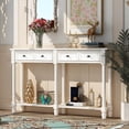thumbnail image 3 of 34'' Console Table Sofa Table, Entryway Table with Two Storage Drawers and Bottom Shelf, Easy Assembly, for Living Room (Ivory White), 3 of 9