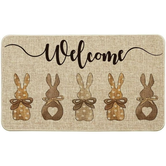 Easter Welcome Mat - 17.7x29.5in Bunny Design for Entryway Front Door Home Decor