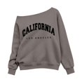 thumbnail image 3 of CUZIBR Baby Girls Off Shoulder Sweatshirt Oversized Letter Graphic Pullover Long Sleeve Cozy Fall Winter Clothes,Coffee,4-5 Years, 3 of 3