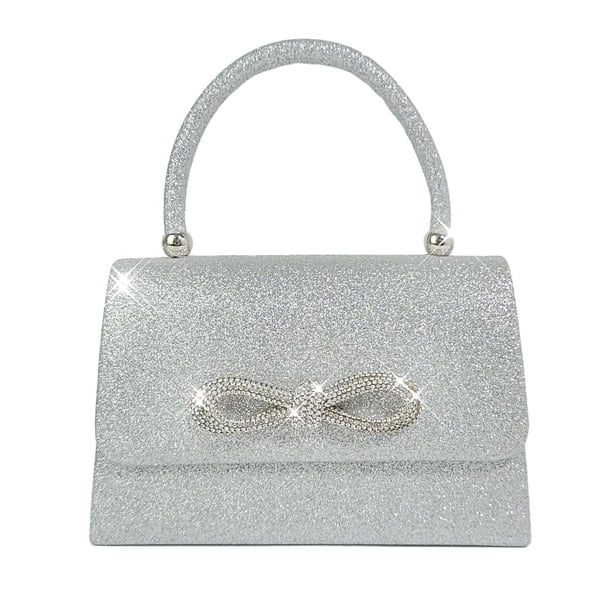 LHSHIDU Womens Evening Bag Sparkly Bow Clutch Purse Wedding Party Purses Glitter Rhinestone Cocktail Prom Handbags