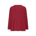 thumbnail image 5 of Kingdiese Womens V Neck Solid Color Long Sleeved Button Down Blouse Casual T Shirt Loose Tees for Women, Size L, 5 of 5