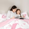 thumbnail image 4 of spefrowx Cute Pink Number 67 Queen Comforter Set for Girls, Princess Ribbon Love Heart Comforter Sets Queen, Pink Reversible, 3pcs, 1 Comforter and 2 Pillowcases, 4 of 6