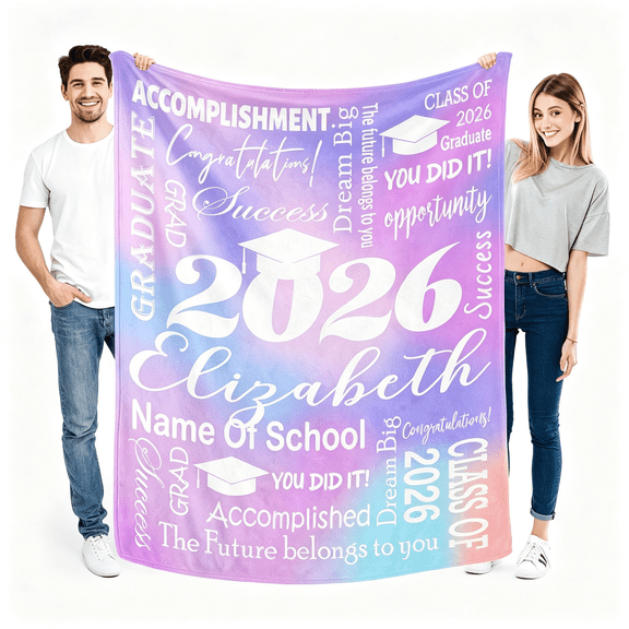 AUQ Personalized Graduation Blanket,Graduation Blanket 2026 Personalized,Custom Class of 2026 Graduation Gifts Memorable Throw Blankets