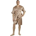 thumbnail image 2 of Up2date Fashion's Men's Pajama Set / Pajamas / Pyjamas / PJs, Satin, Tie Print, Short-Sleeve V-Neck with Shorts, 2 of 2
