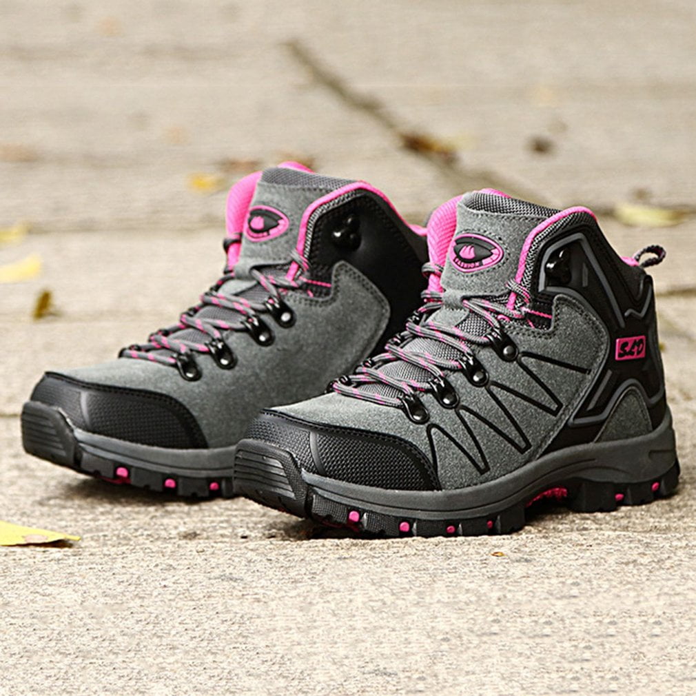 Outdoor Leather Antislip Waterproof Hiking Boots Women Laceup Sports