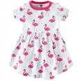 thumbnail image 3 of Hudson Baby Infant and Toddler Girl Cotton Short-Sleeve Dresses 2pk, Bright Flamingo, 3-6 Months, 3 of 4