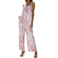 thumbnail image 2 of Wide Leg Loose Fit Printed High Waist Rompers,Women's Casual Spaghetti Strap Overalls Stretchy Long Pants with Pockets, 2 of 6