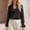 Black, variant on Women's Ruffle V Neck Blouse Long Sleeve Flounce Cuff Boho Tops Elegant Casual Summer Loose Shirts