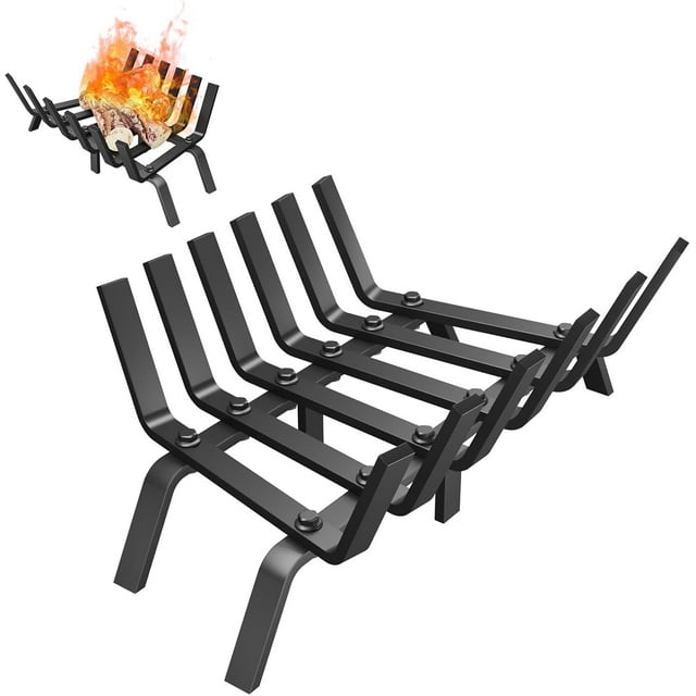 Grille de Foyer Porte-Bûches de Foyer Solide Robuste en Fonte Support de Combustion de Bûches de Bois Grilles de Feu pour l'Intérieur Accessoires de Foyer