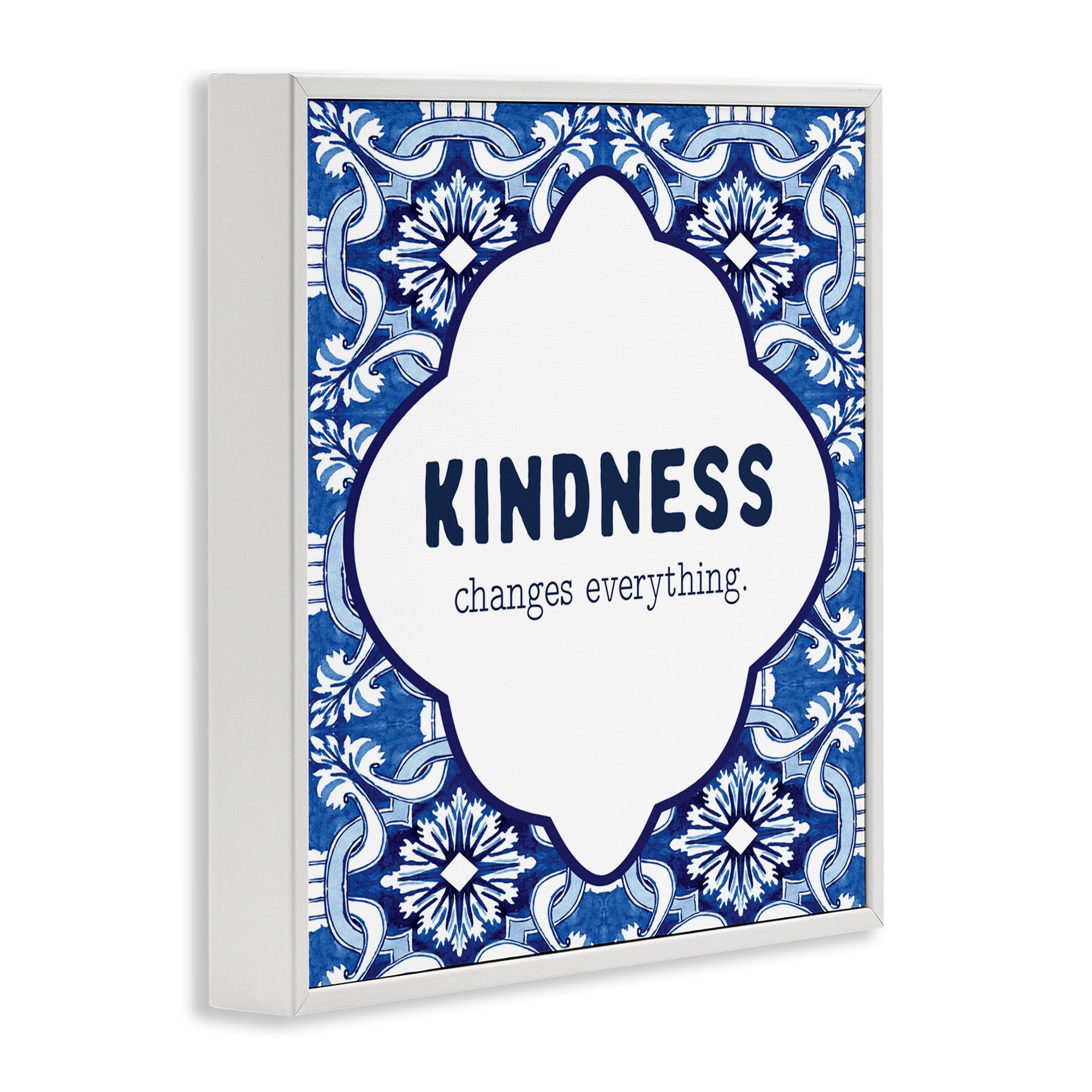 Patterned Kindness Changes Everything White Framed Giclee Art, design by Lettered and Lined