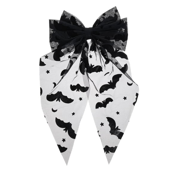 Way to Celebrate Halloween Women's Sheer Bat Hair Bow, Black, 1 Piece, Barrette Hair Clip