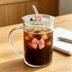 thumbnail image 4 of Vaso de agua de vidrio de 1 litro con tapa y pajita, vaso grande de 35 onzas con decoración de mariposa desmontable, vaso reutilizable para bebidas frías, ideal para el hogar, la oficina y, 4 of 6
