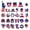 Color1, variant on 28Pcs Independence Day Shoes Charms For Girls Cute Cartoon Shoes Pins Decoration Accessories For Women Men Party Favors Birthday Gifts