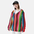 thumbnail image 3 of Yiaed Mexican Serape Blanket Stripes Print Sun Shirts UPF 50+ Protection Hoodie Rash Guard Shirt UV Shirt Long Sleeve Fishing Outdoor Lightweightase-Small, 3 of 5