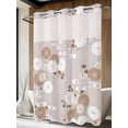 thumbnail image 2 of No Hook Shower Curtain with Snap-in Liner, Brown White Floral Waterproof Fabric Bathroom Curtains, Spring Botanical Leaves Farmhouse Bath Curtains & Mesh Top Window Stall 48"x72", 2 of 9