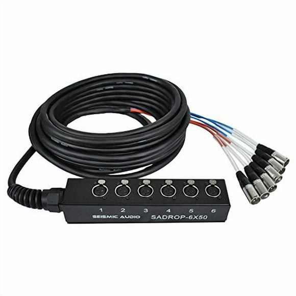 Seismic Audio SADROP-6x50 6 Channel Drop Snake Cable, 50-Feet Pro Audio Sub Snake