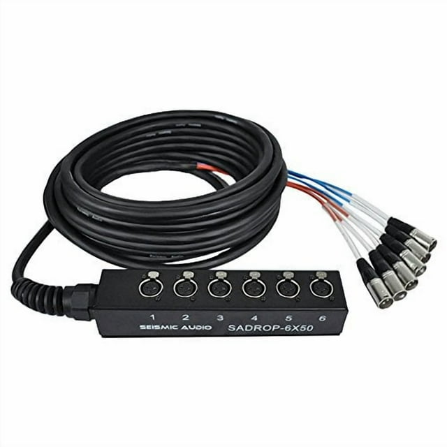 Seismic Audio SADROP-6x50 6 Channel Drop Snake Cable, 50-Feet Pro Audio Sub Snake