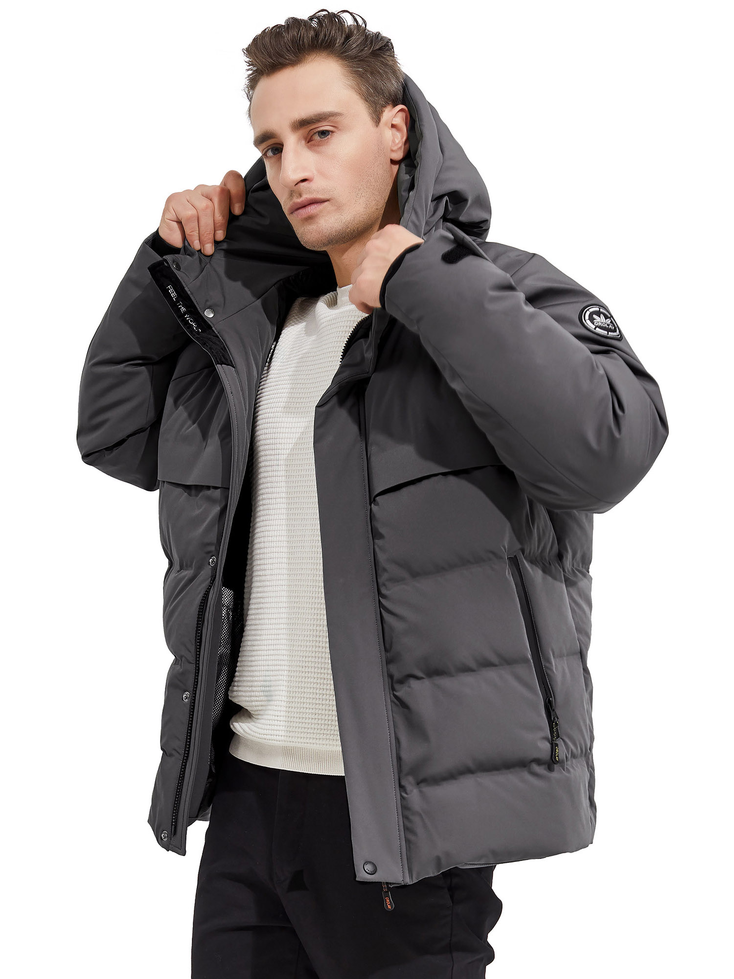 Orolay Men's Winter Down Jacket with Adjustable Drawstring Hood Ribbed Cuff - image 2 of 5