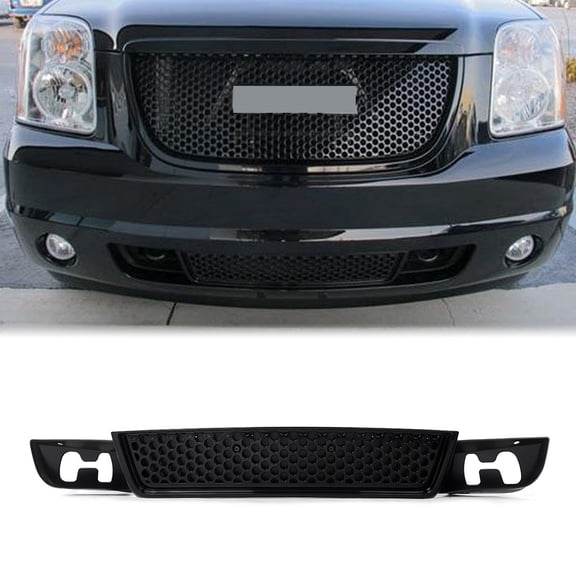 Front Bumper Lower Grille Grill Gloss Black For GMC Yukon XL Denali 2007-2014