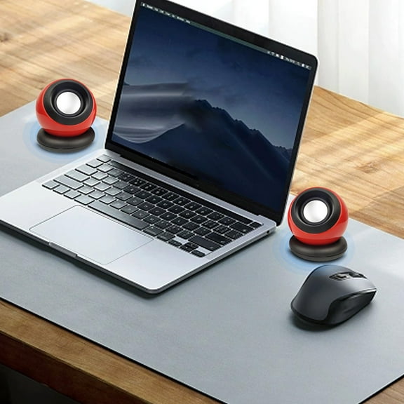 ZZkhGO Mini 2.0 USB Laptop Speaker, Wireless Bluetooth 5.0 Computer Speaker, Portable Ball Speaker for Desktop PC Home Office
