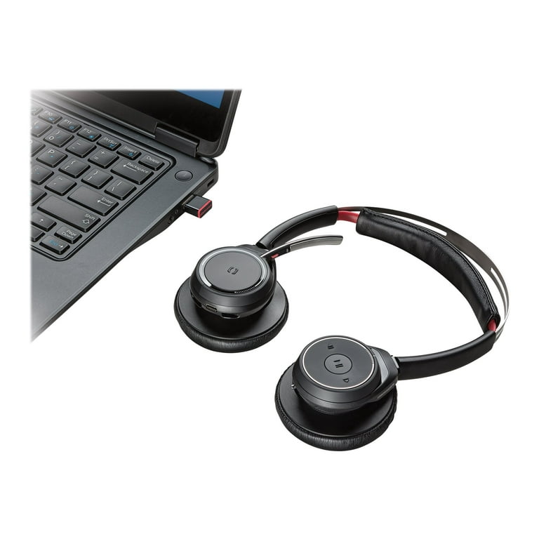 with UC Bluetooth Focus (ANC) Noise Plantronics Stereo headset stand Active Canceling no Voyager