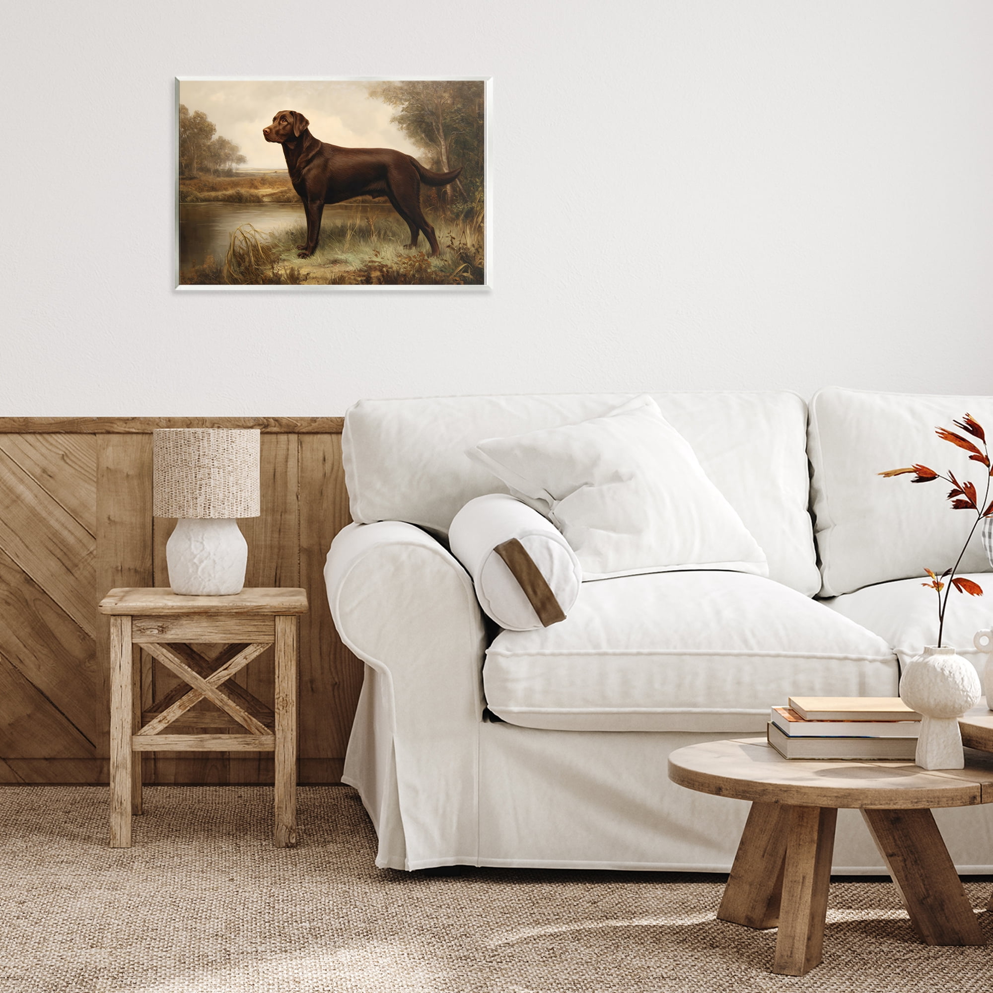 Stupell Industries Brown Lab By The River Wall Plaque Art, design by Petal Prints Design