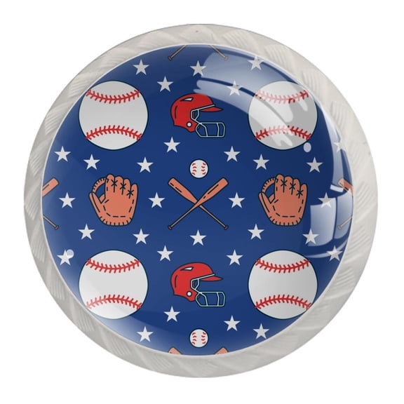 4 Pcs Baseball Knobs for Kitchen Cabinet Cupboard Dresser Bookcase Drawer Pulls Handles Round Home Decor