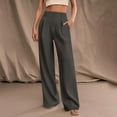 thumbnail image 2 of JJHGVB Long Trousers High Waist cream pants Flowy Pants Elastic Waist Summer Outfit Sweat Wear comfys fit palazzo pants Wide Leg Palazzo Loose Casual Lounge Trousers Soft Stretchy Gray 2 L, 2 of 9
