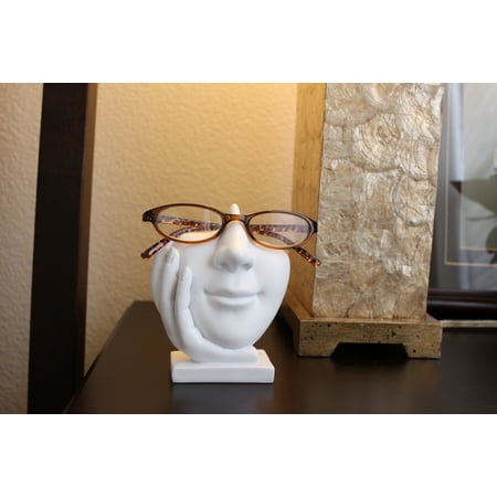 Face Eyeglass Stand Holder Life is Good White Organizer