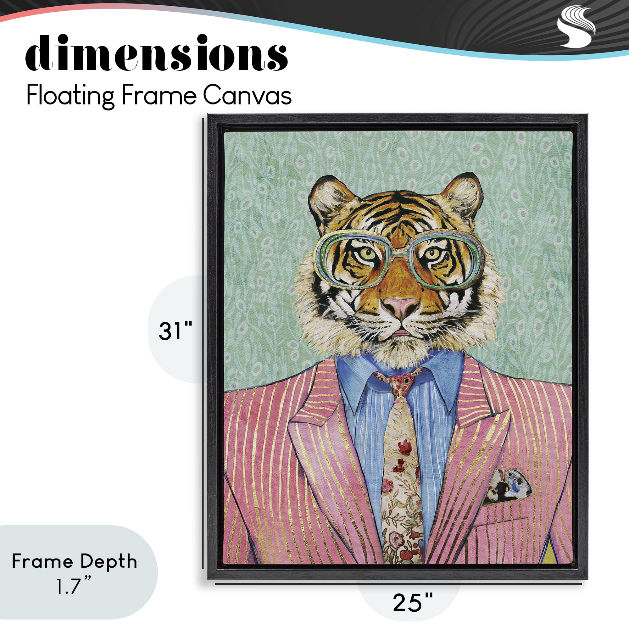 Stupell Industries Sharp Tiger Outfit Black Framed Floater Canvas Wall Art, design by Svetlana Aleynikova