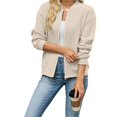 thumbnail image 4 of Wevis Women's Zip Up Fall Jacket, Long Sleeve Ribbed Knit Autumn Cardigan, Casual Loose Lightweight Sweater Coat, 4 of 7