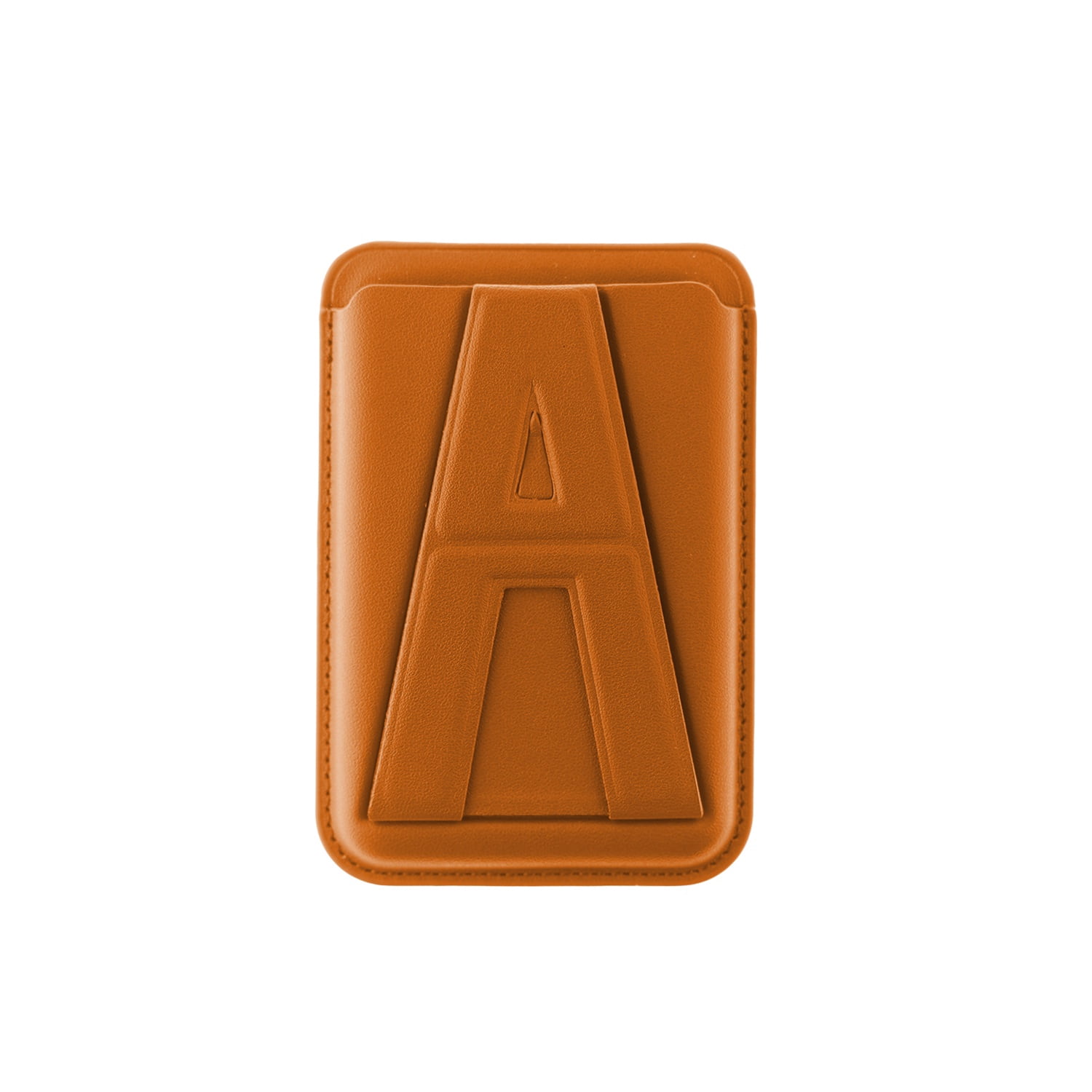 A Design Leather Wallet Attachment with Magnetic Stand Function - Orange