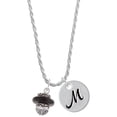 thumbnail image 1 of Delight Jewelry Silvertone Black Center Spinner Silvertone Script Initial Disc - M - Charm Necklace, 20"+3", 1 of 4