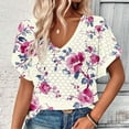 thumbnail image 5 of Giftesty Blouses for Women Dressy Casual Women's Fashion Solid Color Short-sleeved V-neck Loose Casual Tops, 5 of 7