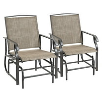 Patio Rocking Chairs 2-Piece Set, All-Weather Glider Chairs with Breathable Mesh, Khaki - Outdoor Spring Motion Seating for Porch, Garden, Poolside