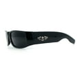 thumbnail image 6 of Mens Winged Skull Emblem Mad Dog Narrow Rectangle Hardcore Manly Sunglasses All Black, 6 of 8