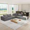 thumbnail image 5 of Sectional Sofa Couch Set, Modular 132" L Shaped Couch Set with 6 Pillows, Free Combination Upholstered Sofa Couch for Living Room, Bedroom, Grey, 5 of 6