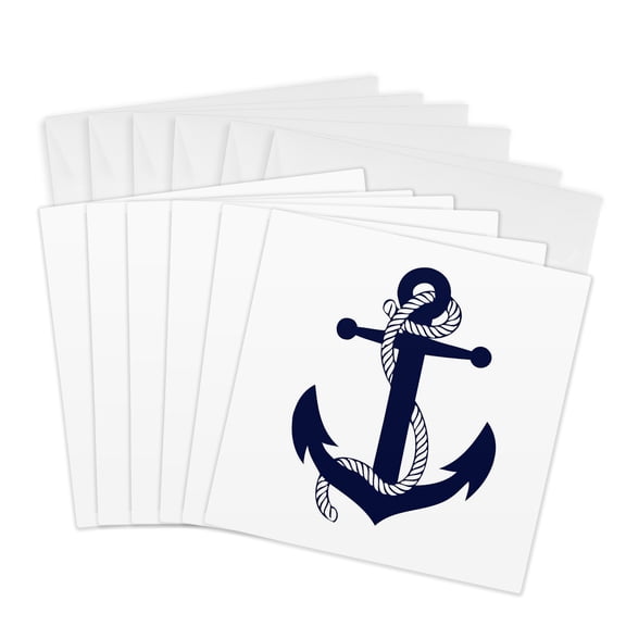 3dRose, Anchor. Navy., 6 Greeting Cards with envelopes